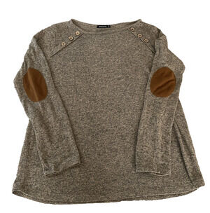 Pink Clover Womens Brown Tweed w Elbow Patches Top Size Large Academia